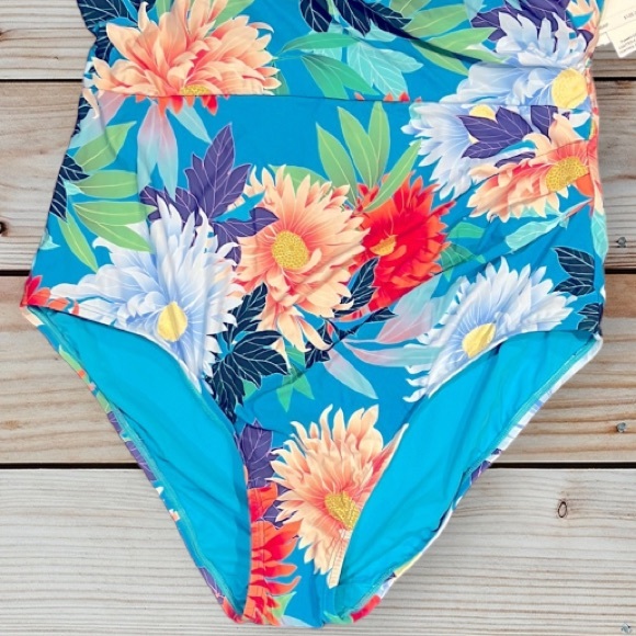 Jantzen Cascade Blue Resume To Bloom Capsleeve One Piece - Picture 6 of 16